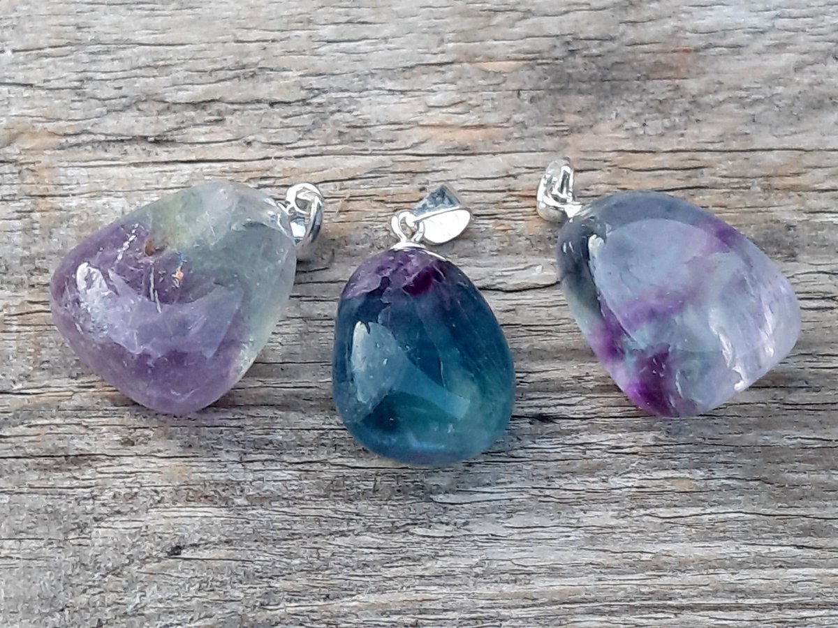 Edelsteen Regenboog Fluoriet hanger - 925 sterling zilver